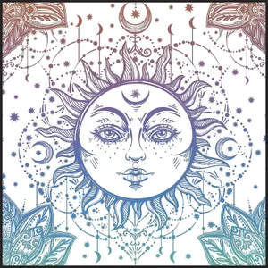 Bohemian Sun Moon Artwork Wallpaper