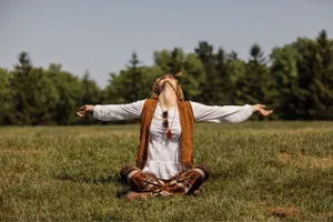 Boho Hippie Meditation Outdoors Wallpaper