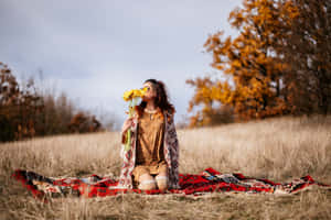 Boho Hippie Woman Enjoying Nature Wallpaper