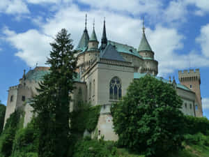 Bojnice Castle Blue Sky In Backdrop Wallpaper