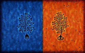 Bold Shades Of Red And Blue Create A Striking Contrast Wallpaper