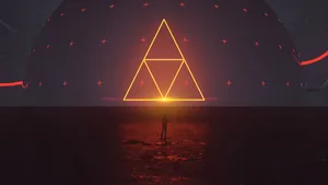 Bold Yellow Triangle On Abstract Background Wallpaper