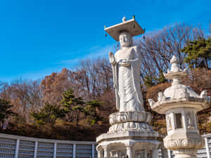 Bongeunsa Temple Statueand Stupa Wallpaper