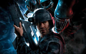 Boris With Alien Vs Predator Wallpaper