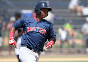 Boston Baseball Player Running After Hit Wallpaper