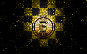 Boston Bruins Logo Glittery Checkerboard Wallpaper