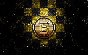 Boston Bruins Logo Glittery Checkerboard Wallpaper