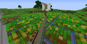 Bountiful Minecraft Farm By The Serene Waters Wallpaper