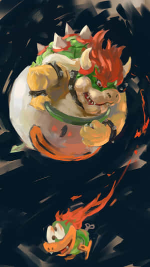 Bowser Roaring In A Fierce Battle Wallpaper