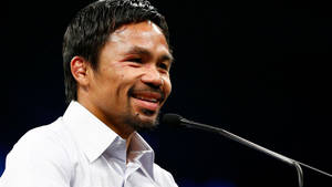 Boxing Legend Manny Pacquiao At Press Conference Wallpaper