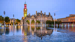 Bradford City Hall Twilight Reflection Wallpaper