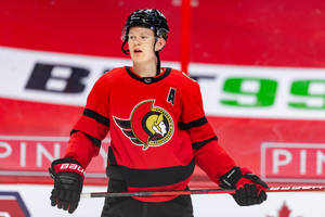 Brady Tkachuk Red Ottawa Senators Uniform Wallpaper