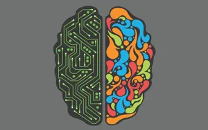 Brain-shaped Electronic Circuit Wallpaper