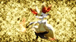 Braixen Emanating Fiery Energy In Pokemon Battle Wallpaper
