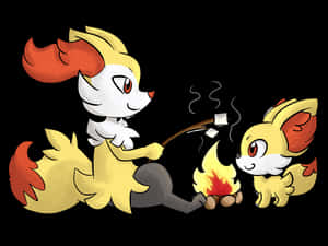 Braixenand Fennekin Campfire Roasting Marshmallows Wallpaper