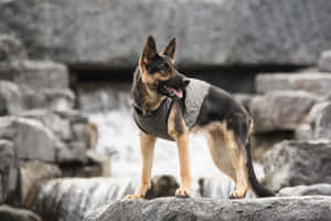 Brave Army Dog In Action Wallpaper