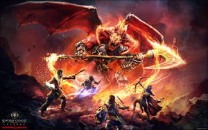 Brave Heroes Of Dnd Unite To Conquer A Red Dragon Wallpaper