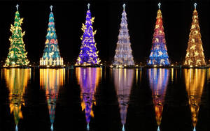 Brazil Lagoa Christmas Trees Wallpaper