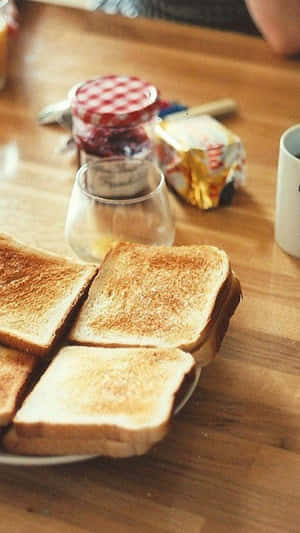 Breakfast Table With Toast Jam Butter Wallpaper