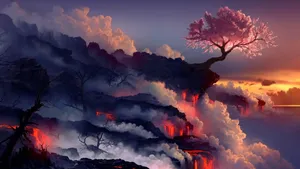 Breathtaking Landscape With Golden Sunset Wallpaper