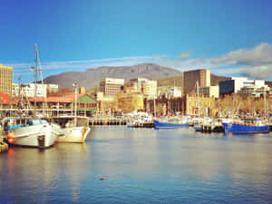 Breathtaking Night View Of Hobart, Tasmania Wallpaper