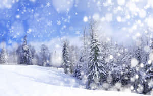 Breathtaking Snowy Landscape In Winter Wonderland Wallpaper