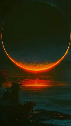 Breathtaking Solar Eclipse Shrouded In Deep Red Hues. Wallpaper