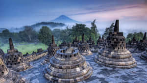 Breathtaking View At Night Of Borobudur Temple Wallpaper