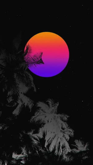 Breathtaking View Of A Tri-colored Neon Moon Wallpaper
