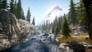 Breathtaking View Of Skyrim's Stunning Landscape Wallpaper