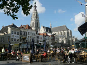 Breda City Center Outdoor Cafes Wallpaper