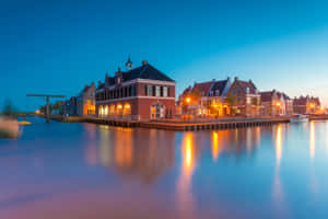 Breda Waterfront Twilight Scenery Wallpaper