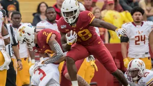 Breece Hall Iowa State Action Run Wallpaper