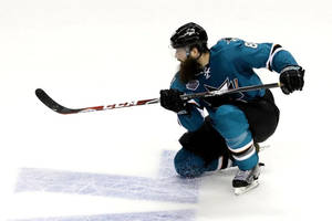 Brent Burns Waiting Puck Knees Down Wallpaper
