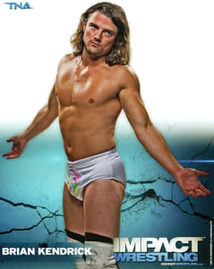 Brian Kendrick Delivering An Impact At Wrestling Event Wallpaper