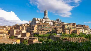 Brick Buildings Near Siena Cathedral Wallpaper