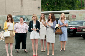 Bridesmaids In Parking Area Wallpaper