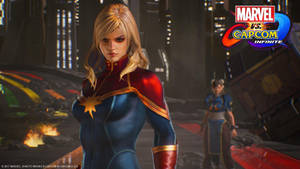 Brie Larson And Kristin Kreuk Clash As Captain Marvel And Chun Li Wallpaper