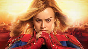 Brie Larson As Captain Marvel, Bravely Emerging In A New World. Wallpaper