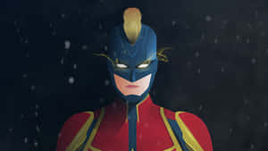 Brie Larson As Captain Marvel Taking On Evil Forces Wallpaper