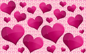 Bright And Glittery Pink Hearts Wallpaper