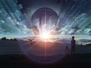 Bright Anime Couple Watching Endless World Wallpaper