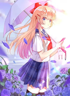 Bright Anime Girl Skirt Umbrella Wallpaper