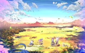 Bright Anime Kids Playing Wallpaper