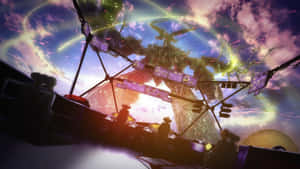 Bright Anime Sky Spaceship Wallpaper