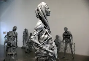 Bright Blue Kinetic Artwork Wallpaper