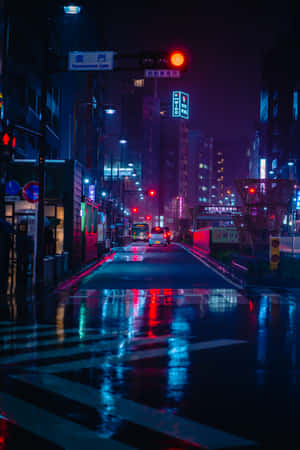 Bright Blue Neon Lights Brighten Up The City Wallpaper