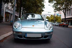 Bright Blue Porsche Luxury Car Wallpaper