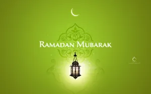 Bright Green Ramadan Mubarak Greetings Wallpaper
