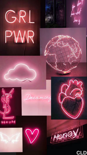 Bright Pink Neon Aesthetics Wallpaper